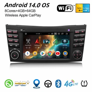 64GB Android 14 DAB+ Autoradio CarPlay NAVI Mercedes BENZ CLS/E-Klasse W219 W211 - Bild 1 von 24