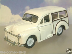 SAICO 1/26 DIECAST MORRIS MINOR TRAVELLER WITH PULL BACK MOTOR IN WHITE OVER 5" - Picture 1 of 2