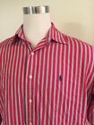 Polo Ralph Lauren Large L Button Men&#39;s L/S Long Sl. Shirt Blake Red White Stripe