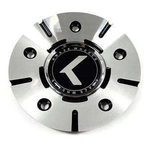 Kraze Wheel Center Cap Closed-End Bolt-On Machined Silver/Black 6-1/8"OD KR158 - Picture 1 of 4