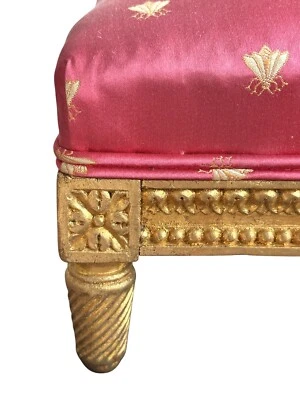 Antique Louis XVI style Footstool  silk bee pattern - Image 1 of 4