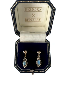 Opal Earrings 9ct Gold Opal Stud Earrings Opal Dangle Vintage Earrings - Picture 1 of 19