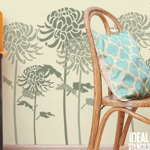 Chrysanthemum Flower Stencil Paint Walls Fabric Furniture Home Decor Reusable - Picture 1 of 8