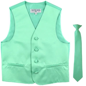 Nuevo Chaleco Esmoquin Formal para Niños Chaleco Chaleco y Corbata Verde Agua Talla EE. UU. 2-14  - Imagen 1 de 4