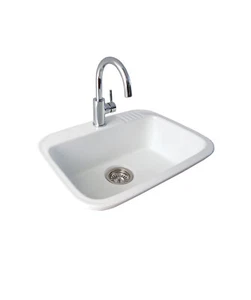 Seima Ceramic 23 Litre Laundry Sink One Tap Hole White Eva 600 191501 - Picture 1 of 2