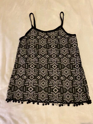 No Boundaries TANK Women's Juniors Large 11/13 Black White SEXY Trim - Image 1 of 3