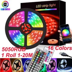 LED Strip Lights USB 1-20M 5050 RGB Light White Multi Colour Changing Tape TV UK - Picture 1 of 26
