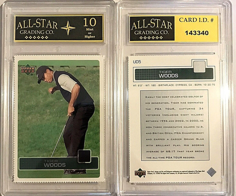 Tiger Woods 2003 Upper Deck Magazine Insert Card #UD5 RARE ASG Graded 10 - Image 1 of 1