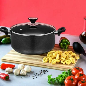 Cazuela antiadherente cacerola de inducción olla utensilios de cocina tapa de vidrio templado Reino Unido - Imagen 1 de 17