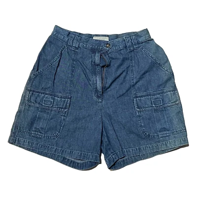 Vintage Lord and Taylor Women Blue Mid Rise Cotton Chino Jean Shorts sz 10 - Image 1 of 4