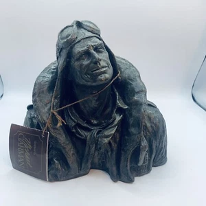 Michael Garman Fliegende Leder Skulptur Jagdflieger Büste Schnitzerei 1973 Neu mit Etikett - Bild 1 von 9