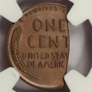 NGC MS63 35% Straight Clip Wheat Cent Mint Error Uniquely Rare - Picture 1 of 4