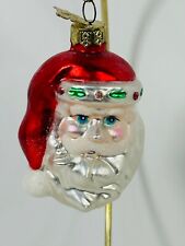 Thomas Pacconi 3"  Glass Christmas Tree Ornament SANTA Head BLUE Eyes CUTE!