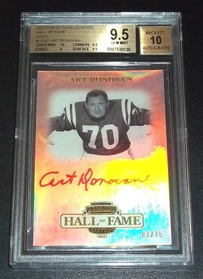 (#03/75) BGS 9.5 10 Autograph Art Donovan Auto 2012 Legends HOF GOLD SP Signed - Image 1 of 4