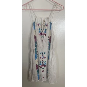 Vestido Sol Anthropologie Raga XS Blanco Boho Festival Concierto Bordado Forrado - Imagen 1 de 7
