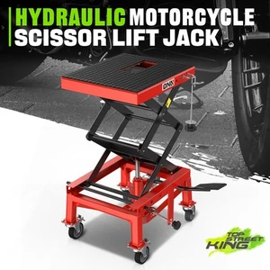 Elevador de tijera rojo hidráulico de 13,5-34 pulgadas 300 lb de capacidad para motocicletas ATV - Imagen 1 de 7