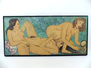 Original Ölgemälde von Helmut Weitz Düsseldorf Drei Damen Erotische Darstellung - Picture 1 of 3