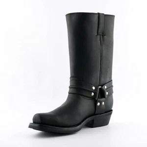 Stivali alti Grinders unisex Renegade Hi neri vera pelle cowboy western bikers - Foto 1 di 7