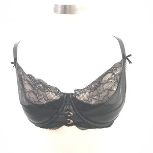 Honey Birdette Jordan Pleather & Lace Bralette Size 32G - Bild 1 von 8