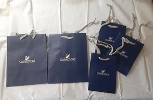 Lot of 5 Five Swarovski Blue Empty Shopping Paper Gift Bags small and medium 8x6 - Picture 1 of 1