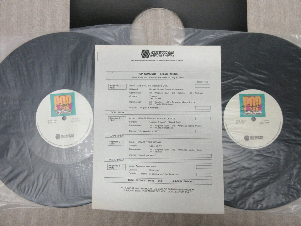 Stevie Nicks Westwood One Pop Concert 1987 Live Radio Show 2xLP + Queues - Photo 1/1