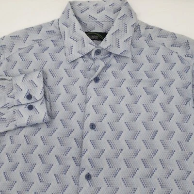 Camisa Jhane Barnes Frecuencia Hombres Mediana Algodón Mezcla Seda Geométrica Abotonada Foto 1 de 4