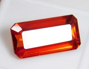 Natural 12.7 Ct ORANGE SAPPHIRE CERTIFIED Emerald Cut Loose Gemstone ! - Picture 1 of 5