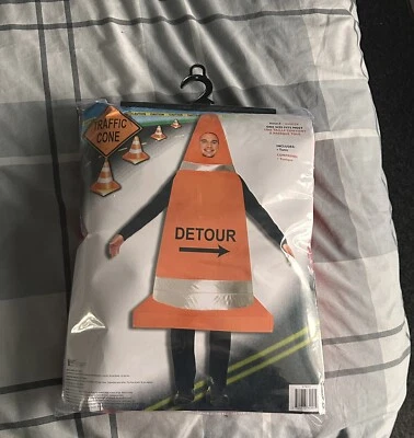 Adult Road Traffic Cone Fancy Dress Costume Stag Hen Night Outfit One Size - Image 1 of 3