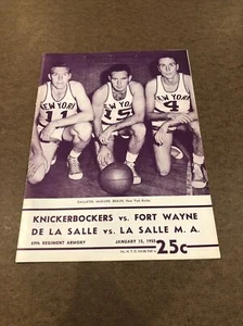 Knickerbockers Vs. Fort Wayne January 15, 1955 Vintage Basketball Program - Picture 1 of 2