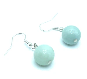 Orecchini personalizzati Brighton colore giada verde menta sfere tonde argento - Foto 1 di 6