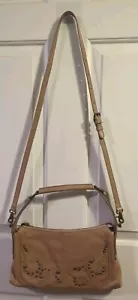 Frye Montana Tan Brown Leather Studded Zip Top Shoulder Bag - Picture 1 of 11
