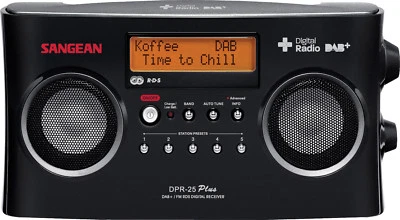 Sangean DPR-25 tragbares DAB+ Digitalradio (UKW-Tuner, AUX-In, Stereo) schwarz - Bild 1 von 2
