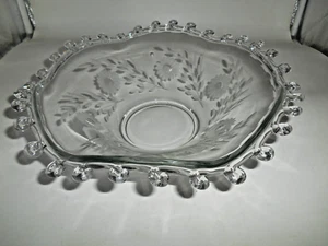 Precioso Cuenco Heisey Cristal Lariat Floral Grabado 12" Borde Festoneado - Imagen 1 de 8