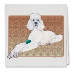 Poodle Standard White, Decorative Cotton Kitchen Dish Towel, Pet Gift - Picture 1 of 1