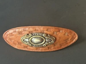 Vintage Haarspange Haarspange echt braun Leder - Bild 1 von 9