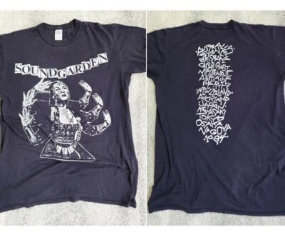 90s Soundgarden Tour T-shirt 2 Side Graphic Basic Black Unisex Shirt S-5XL - Image 1 of 2