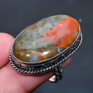 Unakite Gemstone Handmade Jewelry Ring US Size 7 - Picture 1 of 1