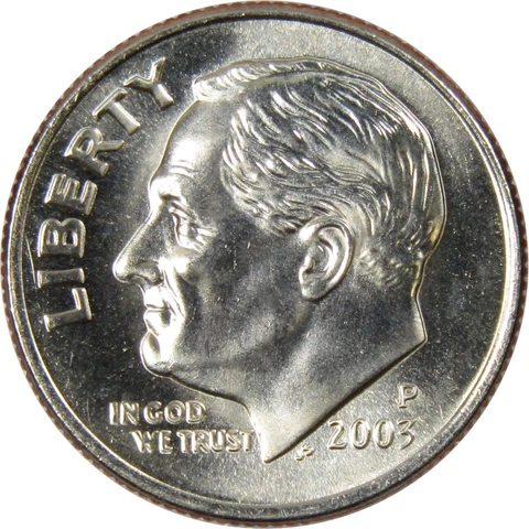 2003 P Roosevelt Dime BU Uncirculated Mint State 10c US Coin Collectible Cover