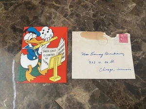 1938 Vintage Donald Duck Christmas Holiday Card Walt Disney Enterprises - Picture 1 of 9