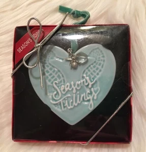 Nikolaus quadratisch herzförmig SEASON'S TIDINGSS Seepferdchen türkis Ornament - Bild 1 von 5