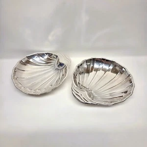 FB Rogers Silver Co Shell Tray Nut Candy Dish Bowl Set Lot x2 Silverplate 616 5" - Picture 1 of 5