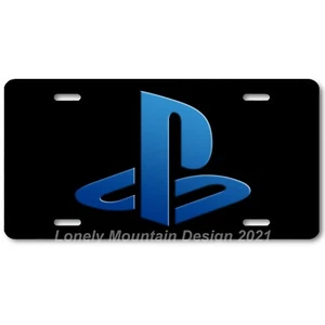 Sony Playstation Inspired Art Blue on Black FLAT Aluminum Novelty License Plate - Picture 1 of 3