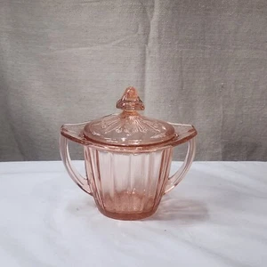 Vintage Jeannette Adam Pink Depression Glass Sugar Bowl With Lid - Picture 1 of 5