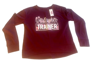 JUSTICE Girl 8 Maroon Glitter Accented Camo Graphic Unicorn Trainer T-Shirt NWT - Picture 1 of 5