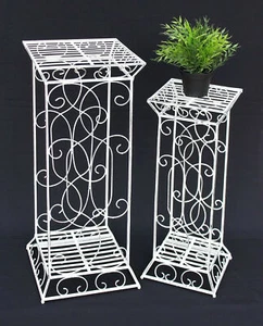 Blumenständer Metall 2er Set 20304 Eckig 63 cm, 77 cm Blumenhocker Blumensäule - Bild 1 von 4