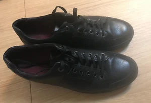 Z ZEGNA MENS BLACK LEATHER LOW TOP TRAINERS SIZE 8.5 - Picture 1 of 10