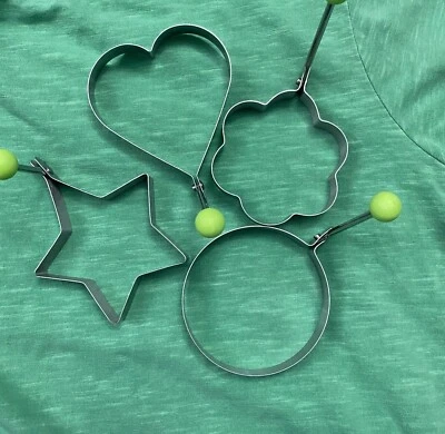 Pancake Ring Mold Egg Shaper Stainless Steel Cooking Tools 4 Piece New - Image 1 of 4