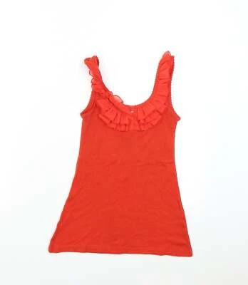 Primark Womens Orange Cotton Blend Basic Tank Size 10 Round Neck - Image 1 of 4
