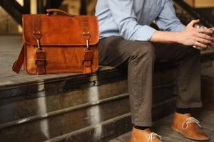 Maletín de cuero genuino de 15 pulgadas Bolso mensajero Oficina Laptop Cartera Bolso de hombro - Imagen 1 de 7