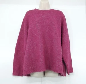 Boho Style Soft Chunky Knit Women's Pink Oversized Crew Neck Jumper UK 12 14 M - Picture 1 of 3